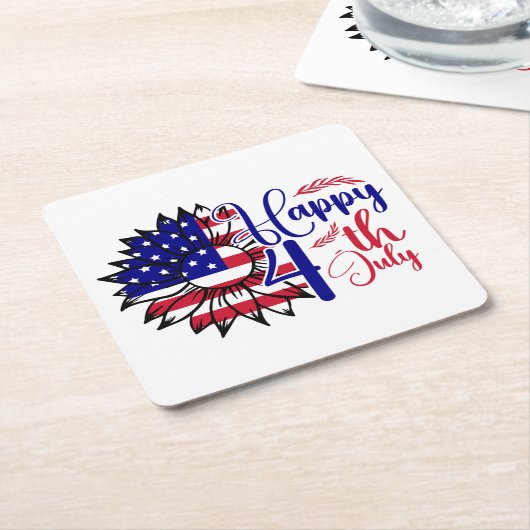 Zonnebloem 4 juli kartonnen onderzetters (Schuin)