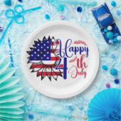 Zonnebloem 4 juli papieren bordje (Feest)