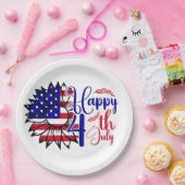 Zonnebloem 4 juli papieren bordje (Feest)