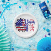 Zonnebloem 4 juli papieren bordje (Feest)