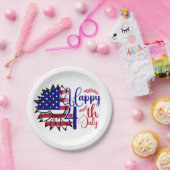 Zonnebloem 4 juli papieren bordje (Feest)