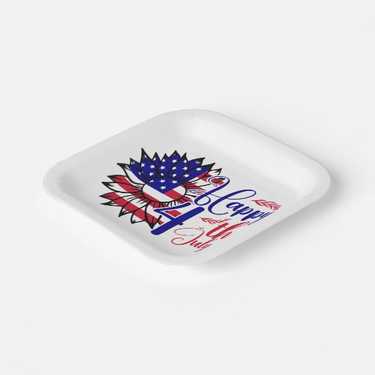 Zonnebloem 4 juli papieren bordje (Gebogen)