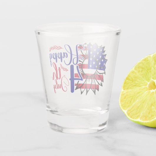 Zonnebloem 4 juli shot glas (Achterkant)