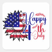 Zonnebloem 4 juli vierkante sticker (Voorkant)