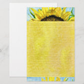 Zonnebloem 4 Waterverf gepersonaliseerd Briefpapie Briefpapier (Voorkant / Achterkant)