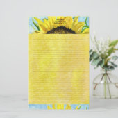 Zonnebloem 4 Waterverf gepersonaliseerd Briefpapie Briefpapier (Staand voorkant)