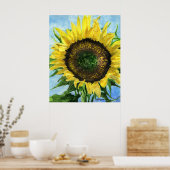 Zonnebloem 4 Waterverf Kunstwerk afdrukken Poster (Keuken)