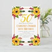 Zonnebloem 50e verjaardag Geel Bloemen Volwassene Kaart (Staand voorkant)