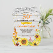 Zonnebloem 50ste verjaardag uitnodiging. Alle leef Kaart (Staand voorkant)