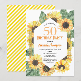 Zonnebloem 50th Birthday Party Celebration Kaart