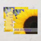 Zonnebloem 50th Birthday Party Invitations Kaart (Voorkant / Achterkant)
