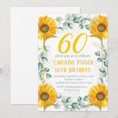 Zonnebloem 60e verjaardag Geel Bloemen Eucalyptus Kaart (Voorkant / Achterkant)