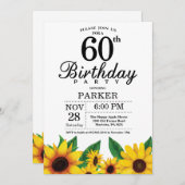 Zonnebloem 60th Birthday Invitation Kaart (Voorkant / Achterkant)