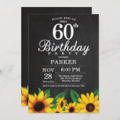 Zonnebloem 60th Birthday Invitation Kaart (Voorkant / Achterkant)