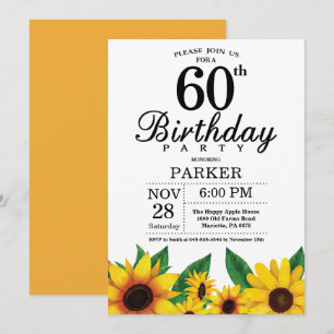 Zonnebloem 60th Birthday Invitation Kaart