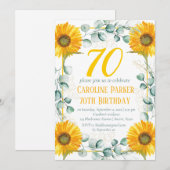 Zonnebloem 70e verjaardag Geel Bloemen Eucalyptus Kaart (Voorkant / Achterkant)