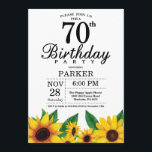 Zonnebloem 70e verjaardag uitnodiging<br><div class="desc">Zonnebloem 70e verjaardag uitnodiging. Bloemen en witte achtergrond.  retro. Verjaardag vrouwen. 12e 13e 15e 16e 18e 20e 21e 30e 40e 50e 60e 70e 80e 90e 100e,  alle leeftijden. Printbaar digitaal. Voor verdere aanpassing klikt u op de knop "Aanpassen" en gebruikt u onze ontwerptool om deze sjabloon te wijzigen.</div>