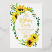Zonnebloem 70e verjaardag van de geboorte | Eucaly Folie Uitnodiging (Voorkant)