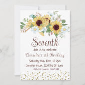 Zonnebloem 7e verjaardag kaart (Voorkant)