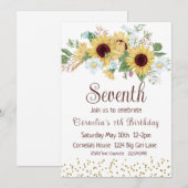 Zonnebloem 7e verjaardag kaart (Voorkant / Achterkant)