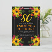 Zonnebloem 80e verjaardag Geel Bloemen Volwassene Kaart (Staand voorkant)