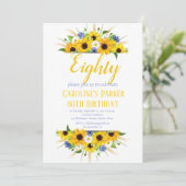 Zonnebloem 80e verjaardag Geel Bloemen Volwassene Kaart (Staand voorkant)