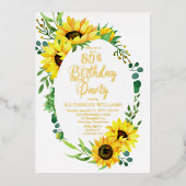 Zonnebloem 80e verjaardag van de geboorte | Eucaly Folie Uitnodiging (Voorkant)