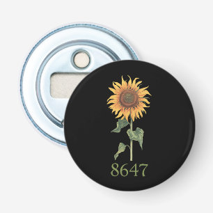 Zonnebloem 8647 86 47 Subtiele anti-Trump bloem Bo Button Flesopener