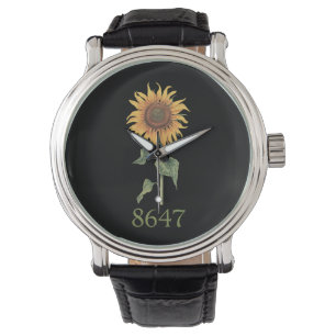 Zonnebloem 8647 86 47 Subtiele anti-Trump bloem Bo Horloge