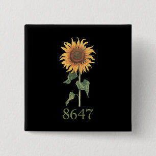 Zonnebloem 8647 86 47 Subtiele anti-Trump bloem Bo Vierkante Button 5,1 Cm