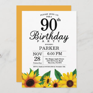 Zonnebloem 90th Birthday Invitation Kaart