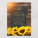 Zonnebloem 90th Birthday Party Rustic Herfst Kaart<br><div class="desc">Zonnebloem 90th Birthday Party Rustic Herfst Invitations. Gepersonaliseerd naar je feestelijke details. Je kunt het veranderen in elke verjaardag. Functie van creatief karton, zonnebloemen en typografie op een rustige houtachtergrond. Uitnodigingen voor de viering van grote elegante verjaardagen voor het rustige land of andere partijen. Deze uitnodiging is ontworpen door superdazzle.com...</div>