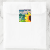 Zonnebloem aan het strand.. je bent mijn zonneschi vierkante sticker (Tas)