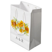 Zonnebloem Aangepaste monogram Middelgrote Gift Ba Medium Cadeauzakje (Achterkant Gekanteld)