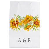 Zonnebloem Aangepaste monogram Middelgrote Gift Ba Medium Cadeauzakje (Achterkant)
