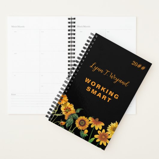 Zonnebloem Aangepaste naam Felicitatie Bloemige Pl Planner (Display)