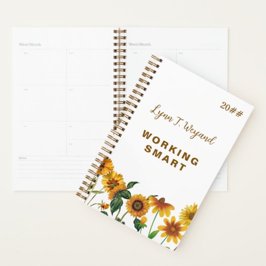 Zonnebloem Aangepaste naam Felicitatie planner (Display)