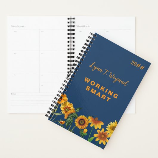 Zonnebloem Aangepaste naam Felicitatie planner (Display)
