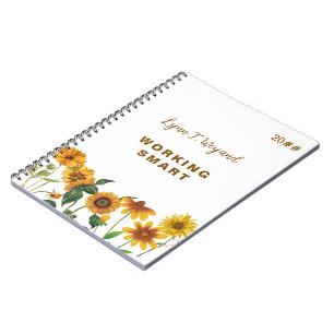 Zonnebloem Aangepaste naam helder bloemen notitieb Notitieboek
