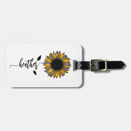 Zonnebloem Aangepaste naam Stem Bagagelabel (Voorkant horizontaal)