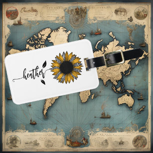 Zonnebloem Aangepaste naam Stem Bagagelabel