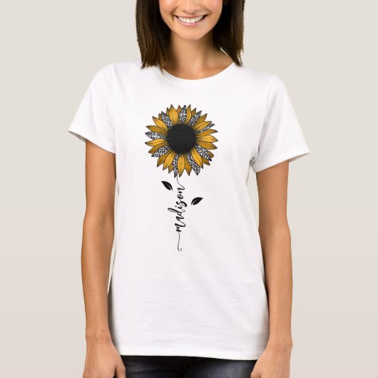 Zonnebloem Aangepaste naam Stem T-shirt (Voorkant)