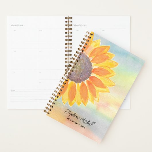 Zonnebloem aangepaste naam Waterverf Planner (Display)
