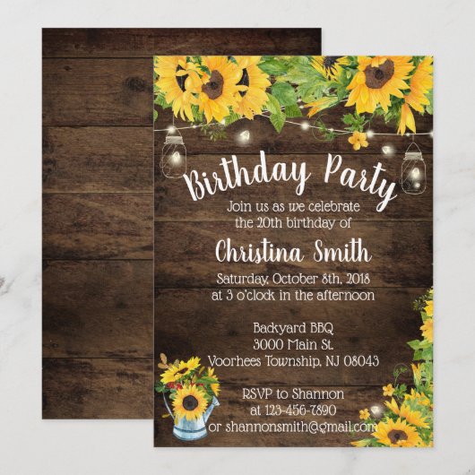 Zonnebloem Aannodiging van de Partij van de Zonneb Kaart (Voorkant / Achterkant)