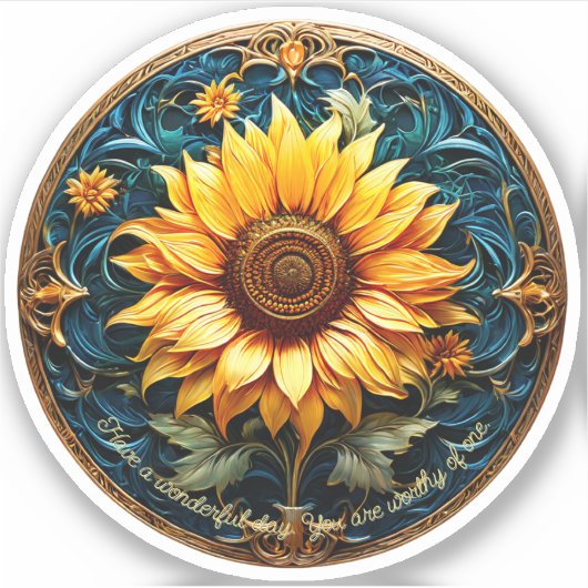 Zonnebloem Aanpasbaar Inspirerend Op Maat Gesneden Sticker (Voorkant)