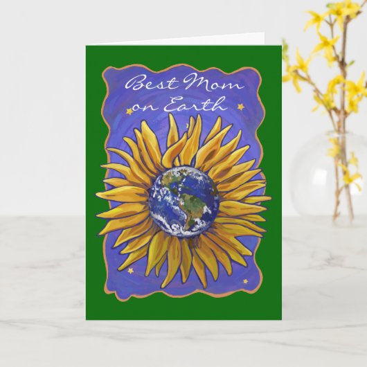 Zonnebloem Aarde Beste mama op Aarde Kaart (Gele Bloem)