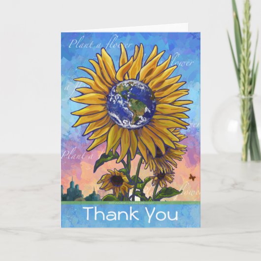 Zonnebloem Aarde Hartelijk dank Bedankkaart (Voorkant)