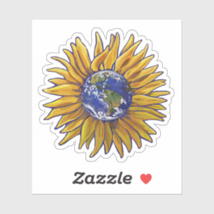 Zonnebloem Aarde Schilderen Sticker