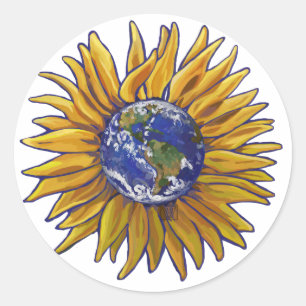 Zonnebloem Aarde Stickers