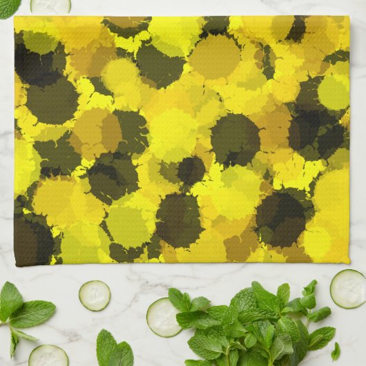 Zonnebloem abstract geel patroon moderne natuur theedoek (Gevouwen)